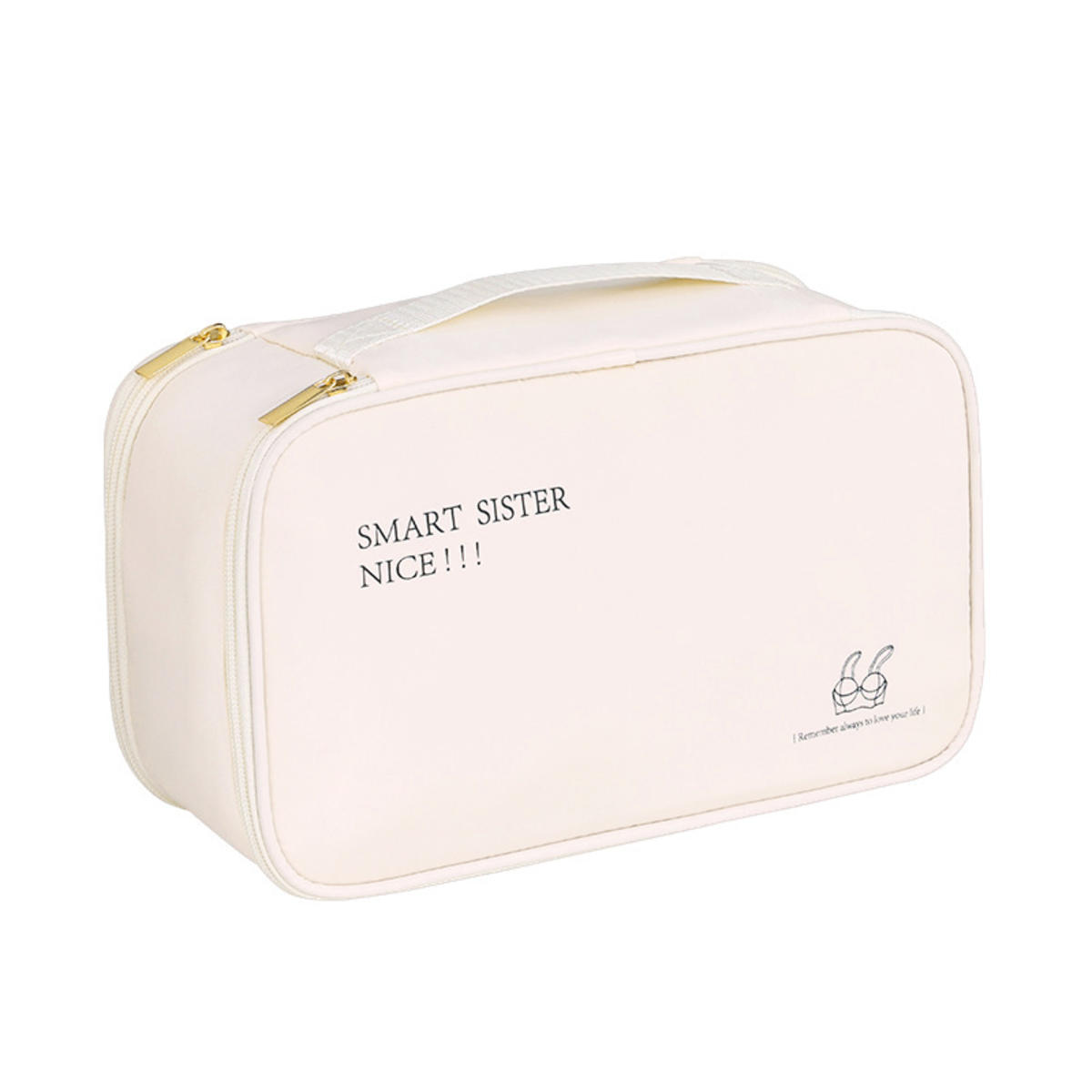 

Дорожная сумка для хранения Портативный органайзер для нижнего белья, колготок, носков Двухслойная Большая вместимость Сумка для багажа Предметы первой необходимости для путешествий one size бежевый