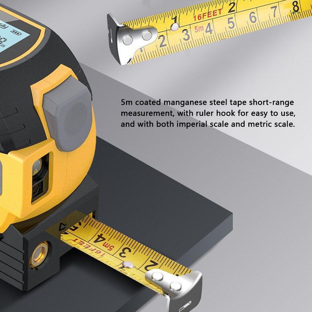 LCD Display Distance Meter Building Area Volumes  Measurement Equipment 3in1 Laser Rangefinder 5m Tape Measure Ruler