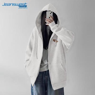 Jeanswest JR-33-221501-00053Z Unisex Loose Fit Hooded Sweatshirt with Heart Print