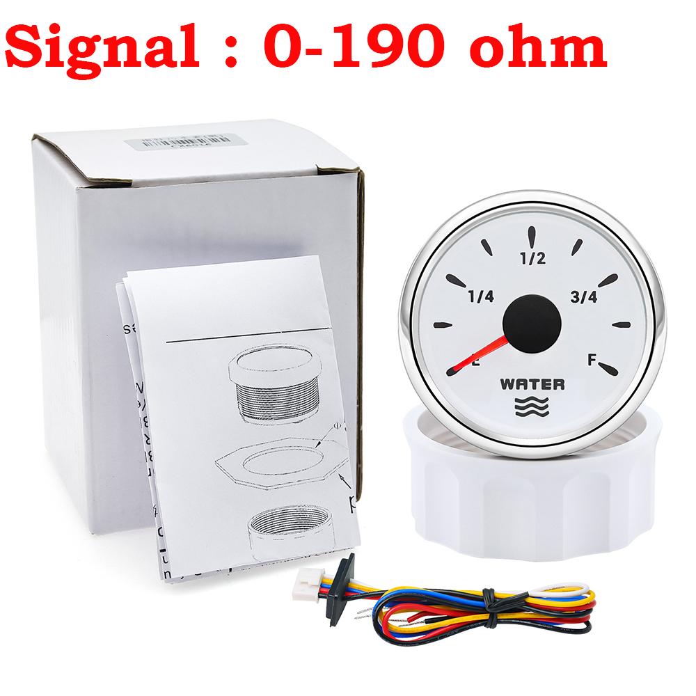 52mm Waterproof Car Boat Water Level Gauge 7 Color Backlight 0~190ohm Water Tank Gauge Water Level Meter For Liquid Level Sensor