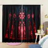 Set Of 2 Gothic Floral Window Curtains Polyester Halloween Decor Home Curtain Light Blocking Made With Rod Pocket