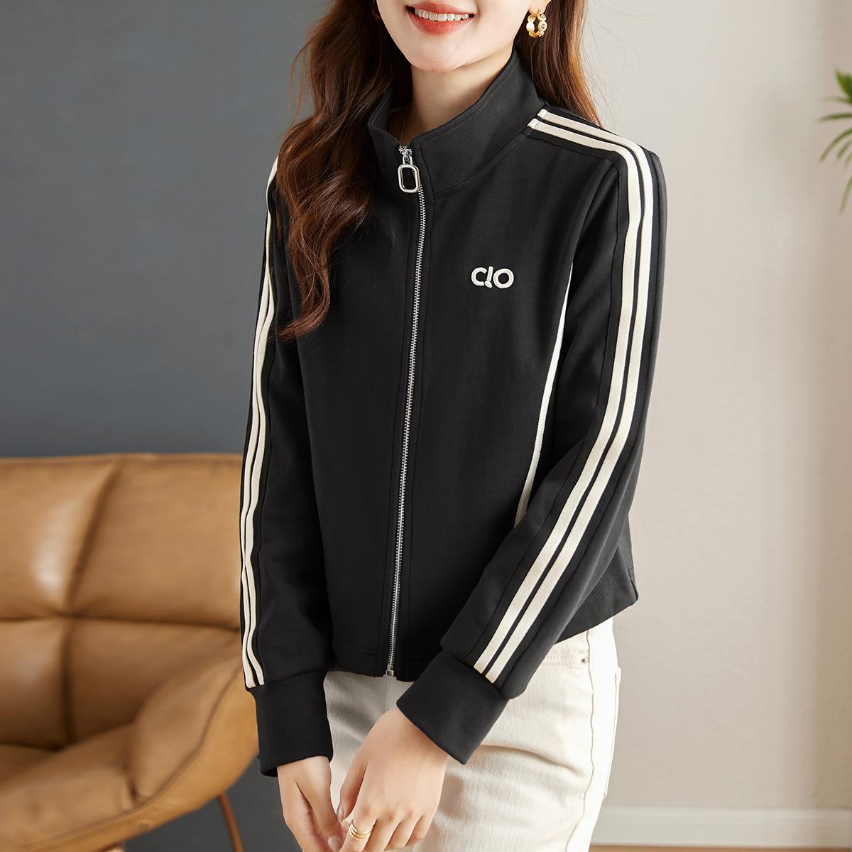 

Женский осенне-зимний тонкий кардиган с воротником-стойкой и длинными рукавами 3XL чёрный