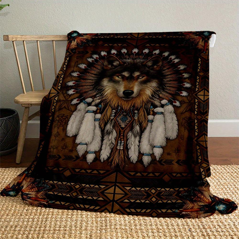 1pc Wolf Chief Blanket for Sofa Bed Soft and Light Bedding Ideal for Picnics, Ultra-Soft All-Season Throw for Outdoor Travel - Christmas-c0803009