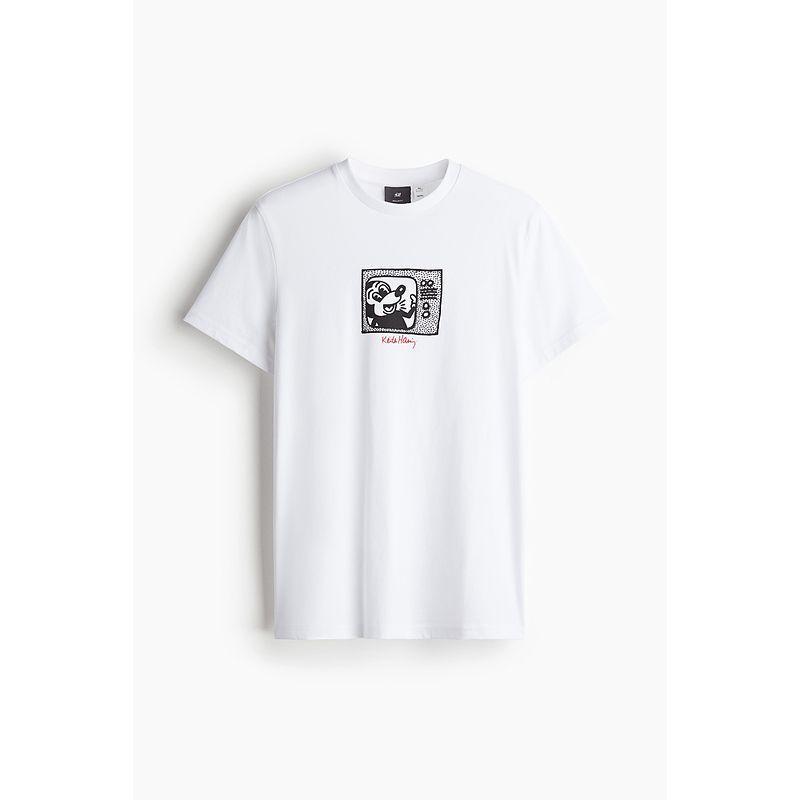 

[Keithharing] Мужская и женская футболка HM Осень Дисней Микки Принт круглый вырез короткий рукав 0973277 White/Keith Haring x Mickey Mouse 170/92(S)