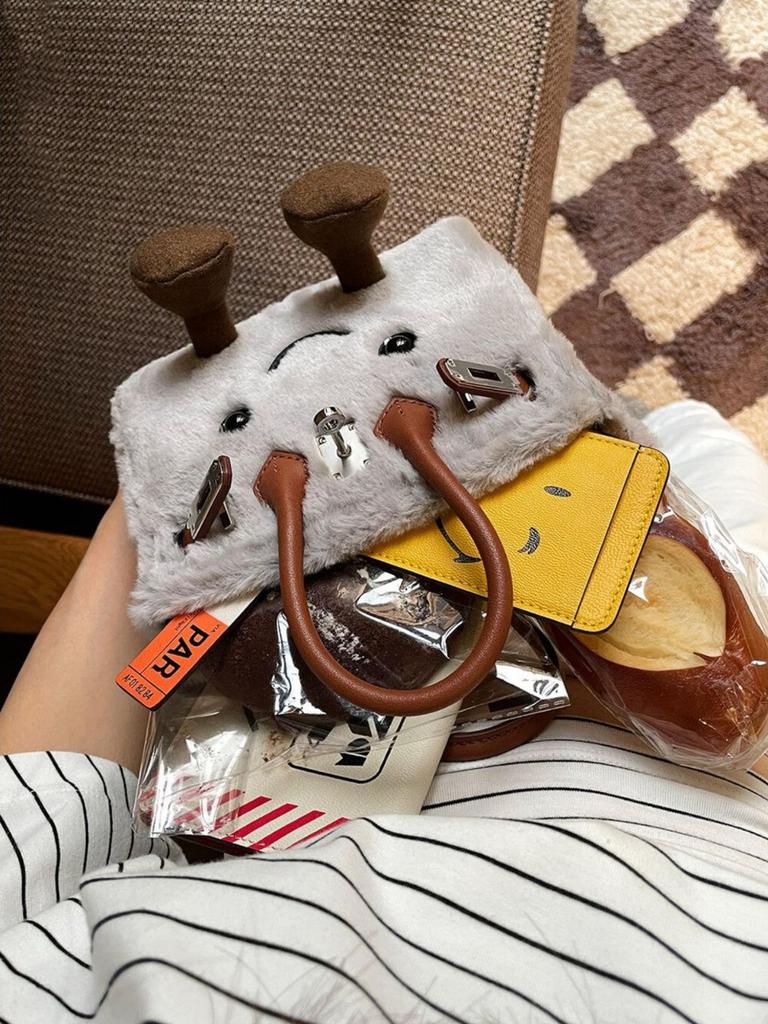 Roztomilá kreslená plyšová crossbody taška se smajlíkem a velkou kapacitou pro každodenní použití