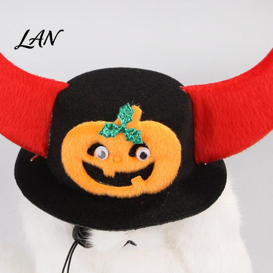 Pet Party Costume Accessory Halloween Bat Hat, Red Horn Pumpkin Cat Funny Soft Felt Hat Wings for Cats Small And Medium Dogs Dog