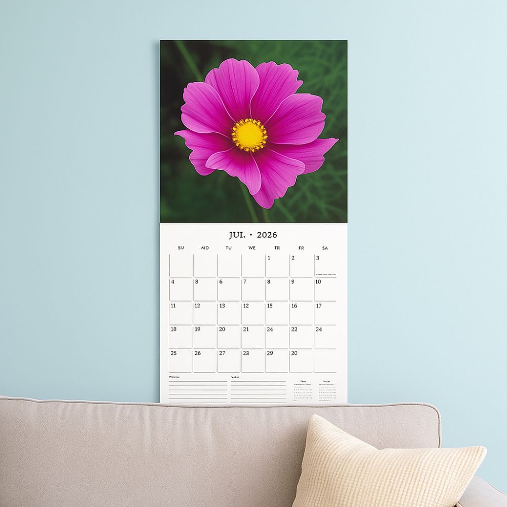 12 Month Floral Design Calendar Wall Hanging Planner Calendar Aesthetic 2026 Calendar  Office Use