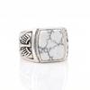 White Howlite Ring, 925 Sterling Silver Ring, Natural Howlite Men's Ring, Vintage Look Signet Ring, Mens Ring, Gift For Him