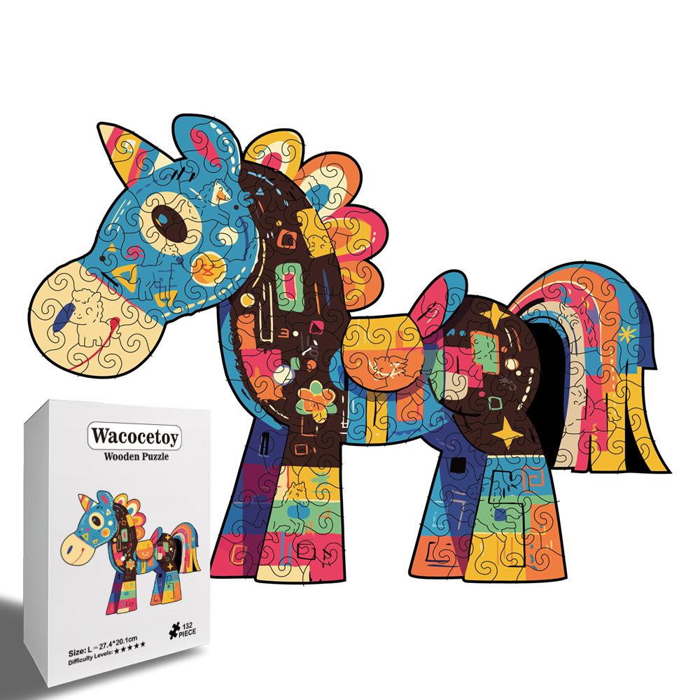 Dopamine Pony Puzzle Toy Difficult Piggy Pot Unzip Wooden Special-Shaped Puzzle
