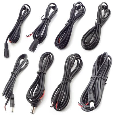 2.1x5.5mm Plug Jack Power Adapter Conector DC Macho Fêmea Cabo Fio Para DIY LED Strip Lights Soquete Elétrico 20AWG