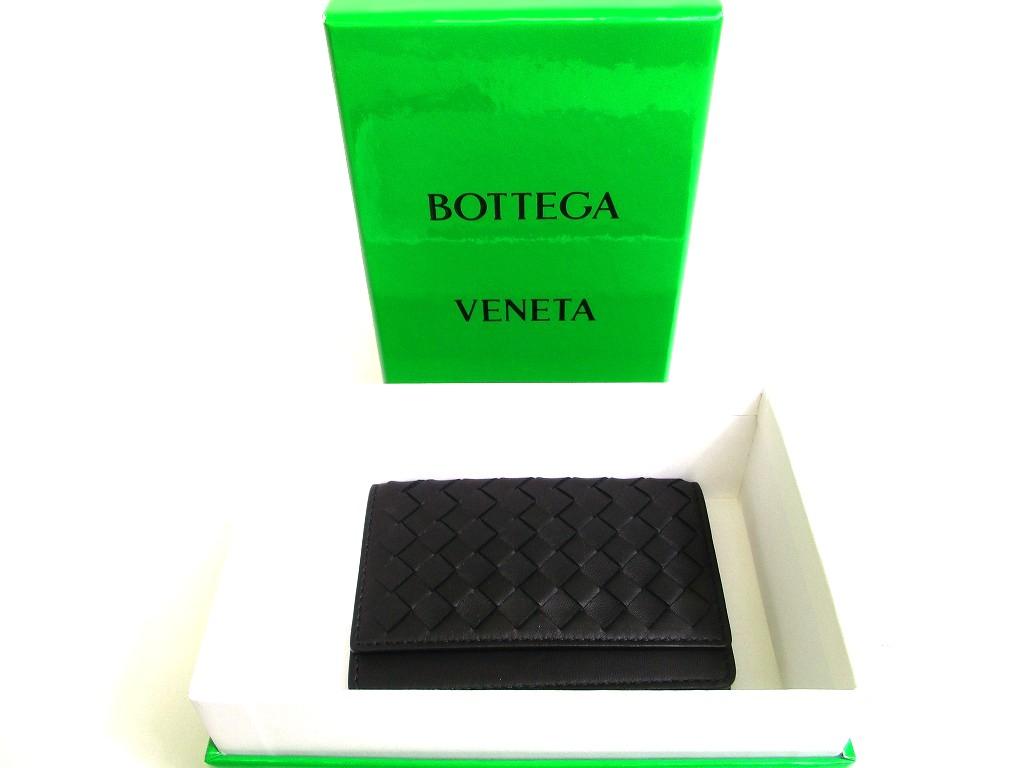 Authentic BOTTEGA VENETA Intrecciato Black Leather Business Card Holder #b110  Open Box