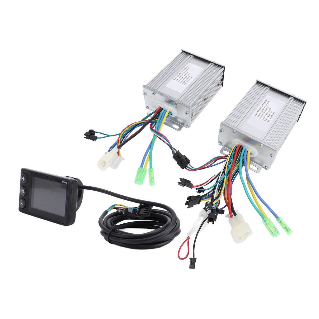 2PCS 36V 48V 60V 450W 23A Electric Bike Controllers Aluminum Alloy Dual Drive Brushless Motor Controller with V890 LCD
