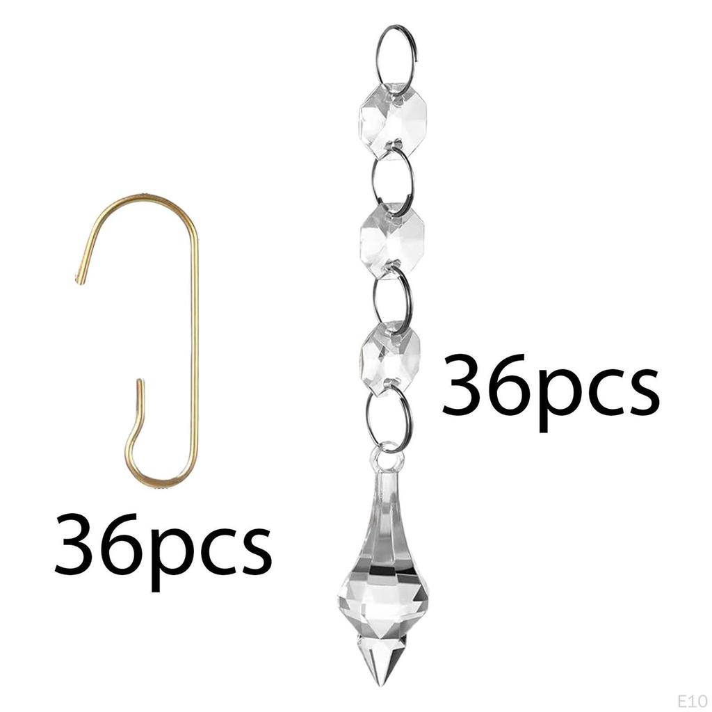 36 Pieces Christmas Ornaments Hanging Crystals Decorative Year Celebration Wreath Winter