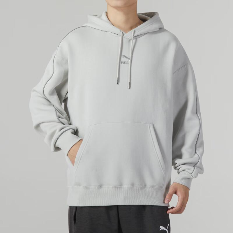 Puma Einfarbig Lässig Locker Kapuzenpullover Langarm Sweatshirt Herren Oberteile Grau Weiß 625077-80