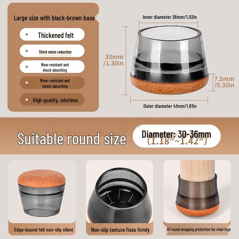 Reinforced Non-Slip Silent Chair and Table Leg Covers with Wear-Resistant Foot Pads