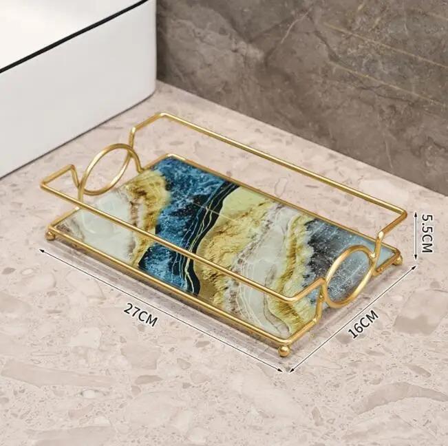 Square Storage Tray Home Living Room Coffee Table Tea Cup Storage Plate Glass Tray Aromatherapy Organizer Tray Home Decor