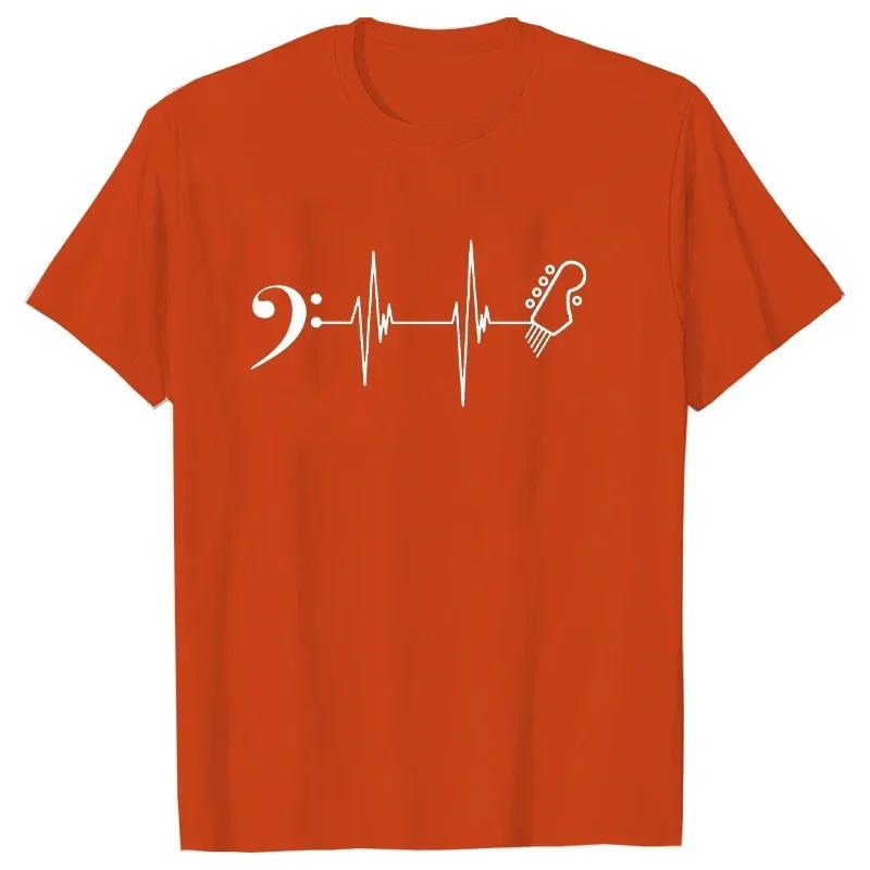 5 String Bass Guitar Clef Heartbeat Graphic Tee Men Novelty Funny Shirt Hip Hop Tshirt Streetwear Harajuku Shirt Men Shirt Homme