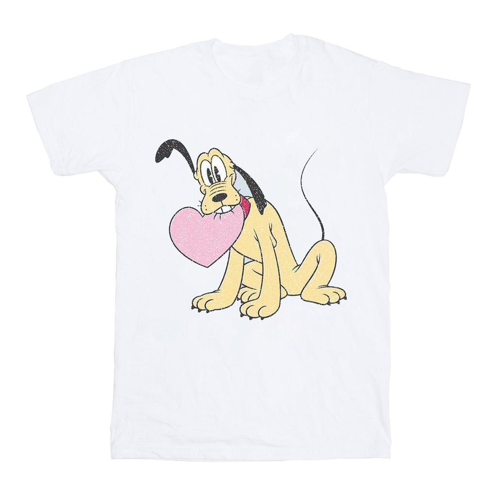 Disney Womens/Ladies Pluto Love Heart Cotton Boyfriend T-Shirt