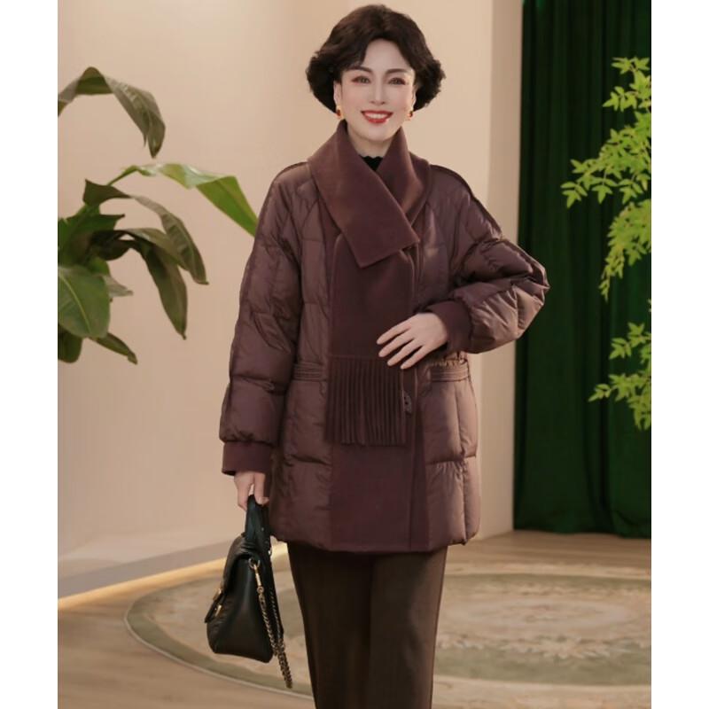 

JIANHU Women s Knit-Spliced Down Jacket with Scarf 3XL