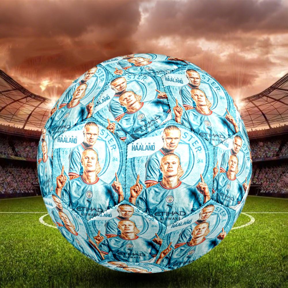 1pc Man City Legend Poster Size 5 Soccer Ball PVC Football Sports Matches Training Outdoor Games Beach Elastic Balls 07e120