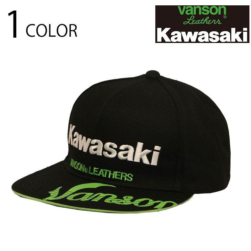 Used VANSON Kawasaki Kawasaki Logo Embroidery Twill BB Cap (KMV-2606) Compatible with non-standard mail Vanson Banson Cap CAP Baseball Cap Flat