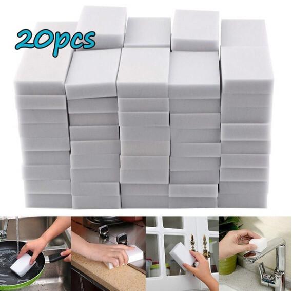 20Pcs White Premium Nano Cleaning Sponge High Performance Decontamination Sponge for Kitchenware Car Glass Furniture