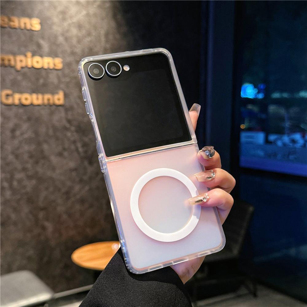 Applicable To Samsung Zflip7 Mobile Phone Case Zflip 5th Generation Folding Screen Flip Zflip6 Laser Gradual Change Magnetic Case