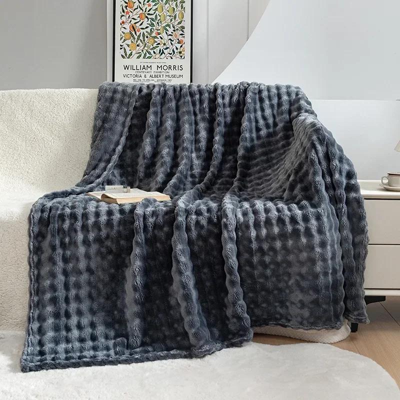 Bubble Rabbit Flannel Blanket Air Conditioning Sofa Cover Blanket Gift Casual Coral Velvet Blanket