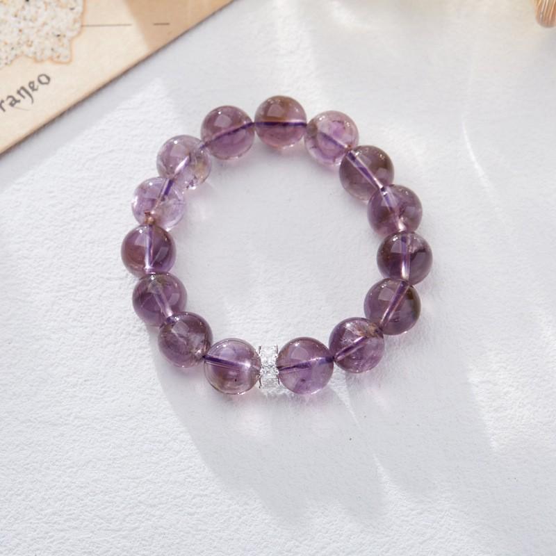 Handmade Purple Amethyst Crystal Bracelet Women With Natural Quartz Beads Boho Vintage Style
