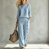 Women's Casual Two-Piece Set with Button Color Loose Fit for Everyday Wear