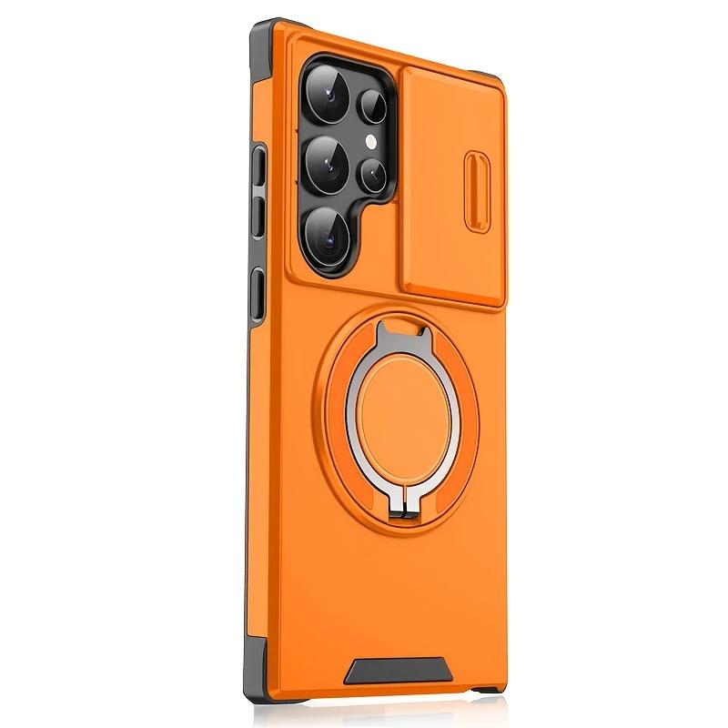 For Magsafe Holder Armor Phone Case for Samsung Galaxy S26 S24 FE S25 Edge S23 Plus S22 S21 Ultra Slide Camera Shockproof Cover