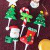 10pcs Christmas Cake Decoration Card Grass Circle Leaves Sika Deer Christmas Tree Gift Package Birthday Baking Dessert Counter Flag