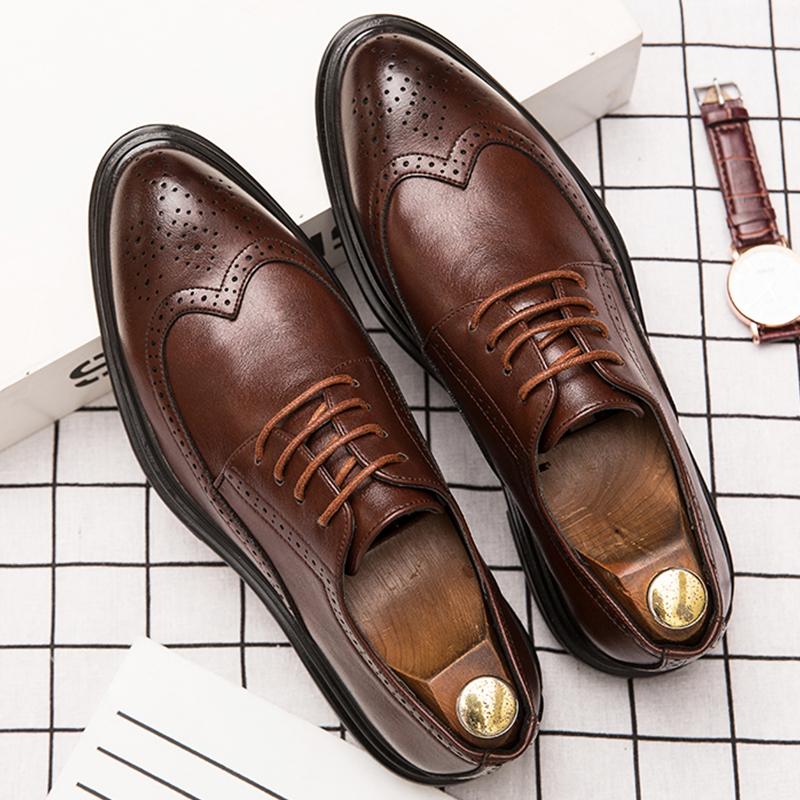 Formal Oxford Brogues Leather Shoes Men Classic Men's Dress Shoes Wedding Casual Business Social Leather Shoes Male