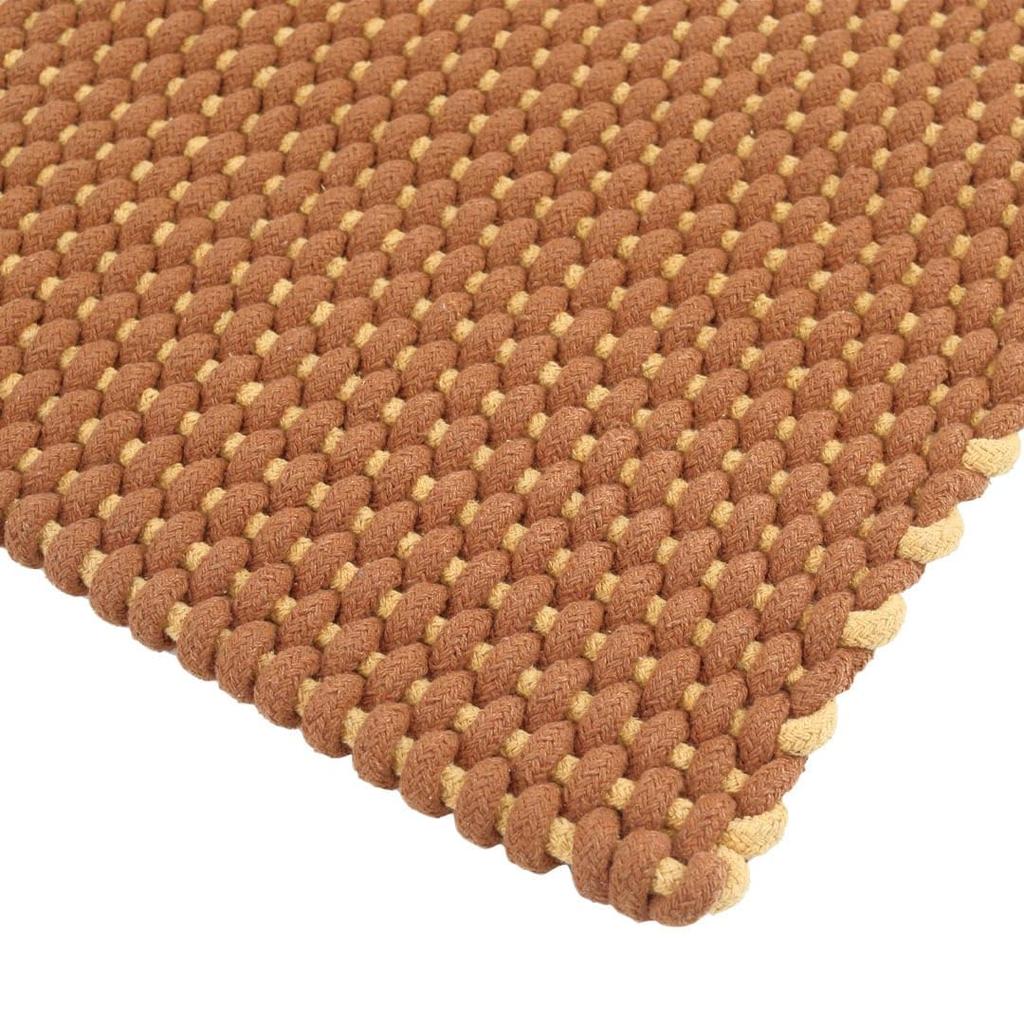 Dulton Cotton Rope Rug Mat 500 x 750mm Brown Yellow Bicolor Living Room Carpet Brown Yellow RN-0528-75BR
