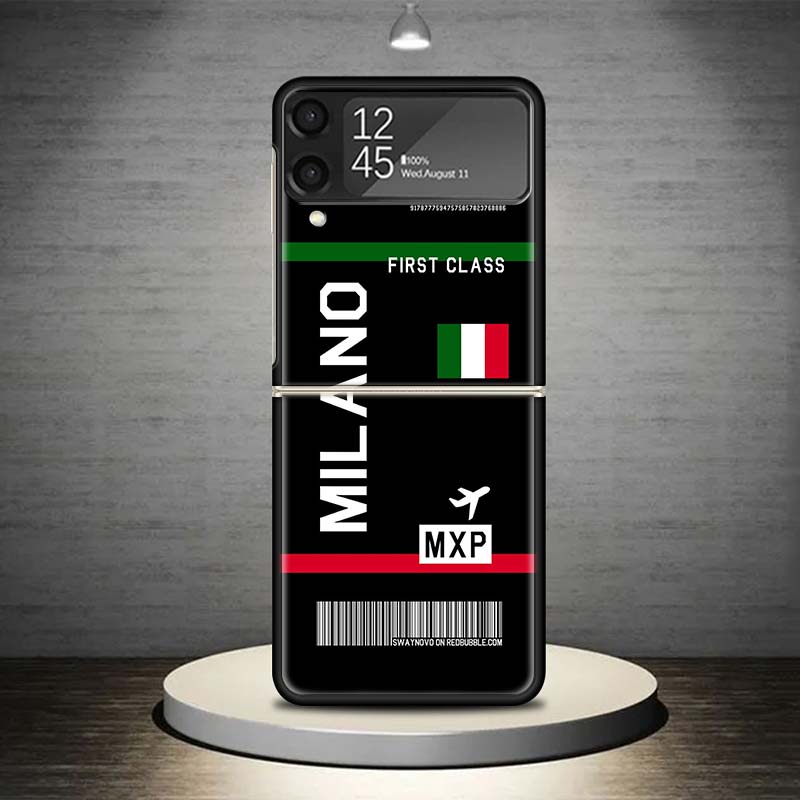 Airline Ticket Barcode Phone Case For Samsung Galaxy Z Flip 7 6 5 4 3 5G Shockproof Cover Z Flip7 Flip6 ZFlip5 Flip3 Flip4 Luxur