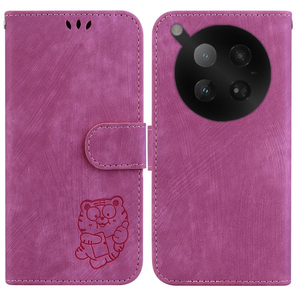 For Infinix Zero 40 4G Wallet Case Tiger Imprint Leather Shockproof Phone Cover with Wrist Strap