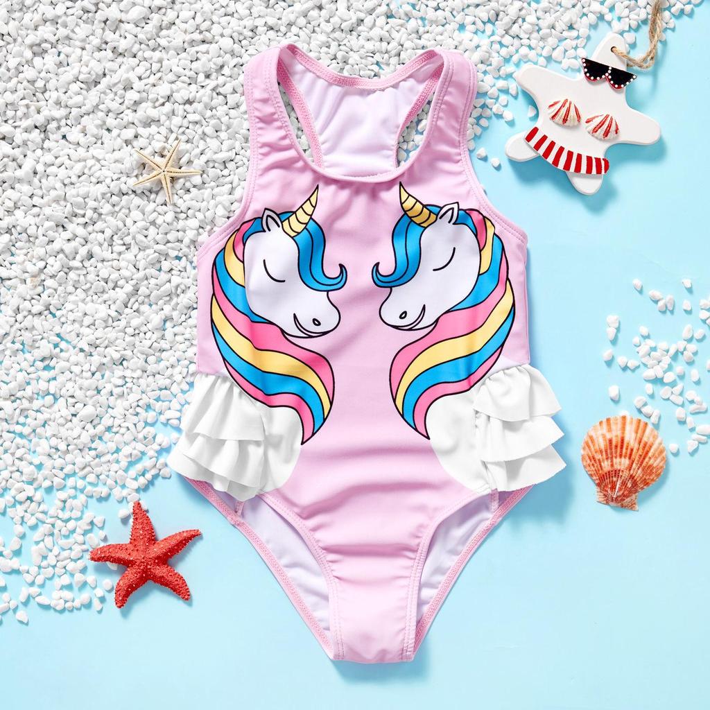 Comfortable Girls' One-Piece Swimsuit with Ruffles and High Elasticity - Multiple Styles Available