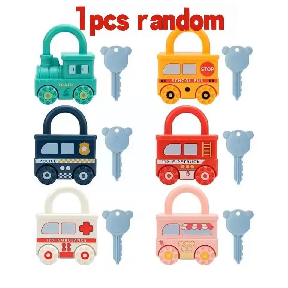 3/6 шт. Детский обучающий замок Открывание ключом Игрушка-машинка Детская Монтессори обучающая игрушка Обучающий замок Игра на сопоставление игрушка