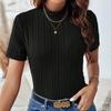 Modny, dopasowany krój, okrągły dekolt, damski T-shirt, damskie koszulki z krótkim rękawem, 2024, letni, swobodny, prążkowany, dzianinowy T-shirt, damski, elegancki, jednolity, damski T-shirt 24405