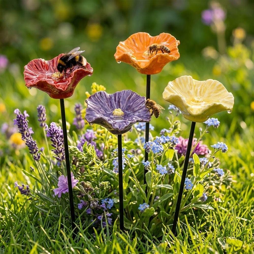 Kreativer tragbarer Bienenwasserspender Harzblume Trinkbrunnenhalter Bienenbewässerungsstation Vogelbadständer Haushalt