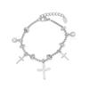 Zartes Kettchen-Armband mit Kreuzen, Schmuck, schickes Strass-Inlay, Anhänger-Armband mit verstellbarer Kette für Damen