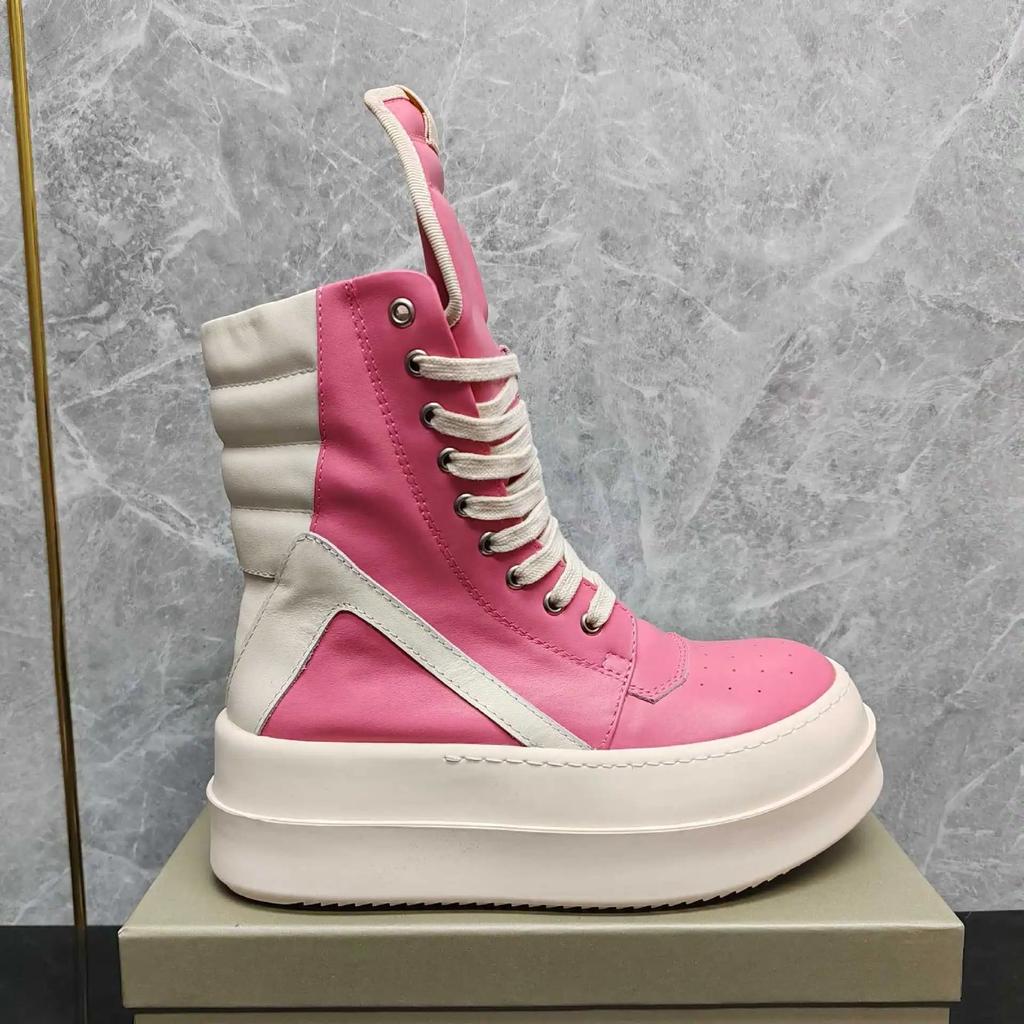 Herren High Top Casual Sneaker Damen Plateau Leder Luxus Schnürer Reißverschluss Klassisch Pink Designer Schuhe für Herbst