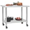 VidaXL Table de travail de cuisine avec roues 100x60x85 cm Inox