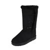 Winter velvet snow boots women's cotton shoes horn buckle medium and high boots flat bottom student warm boots