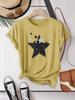 Summer Short-sleeved Star-shaped Printed Fashionable Street All-match Casual Sports Top Round Neck