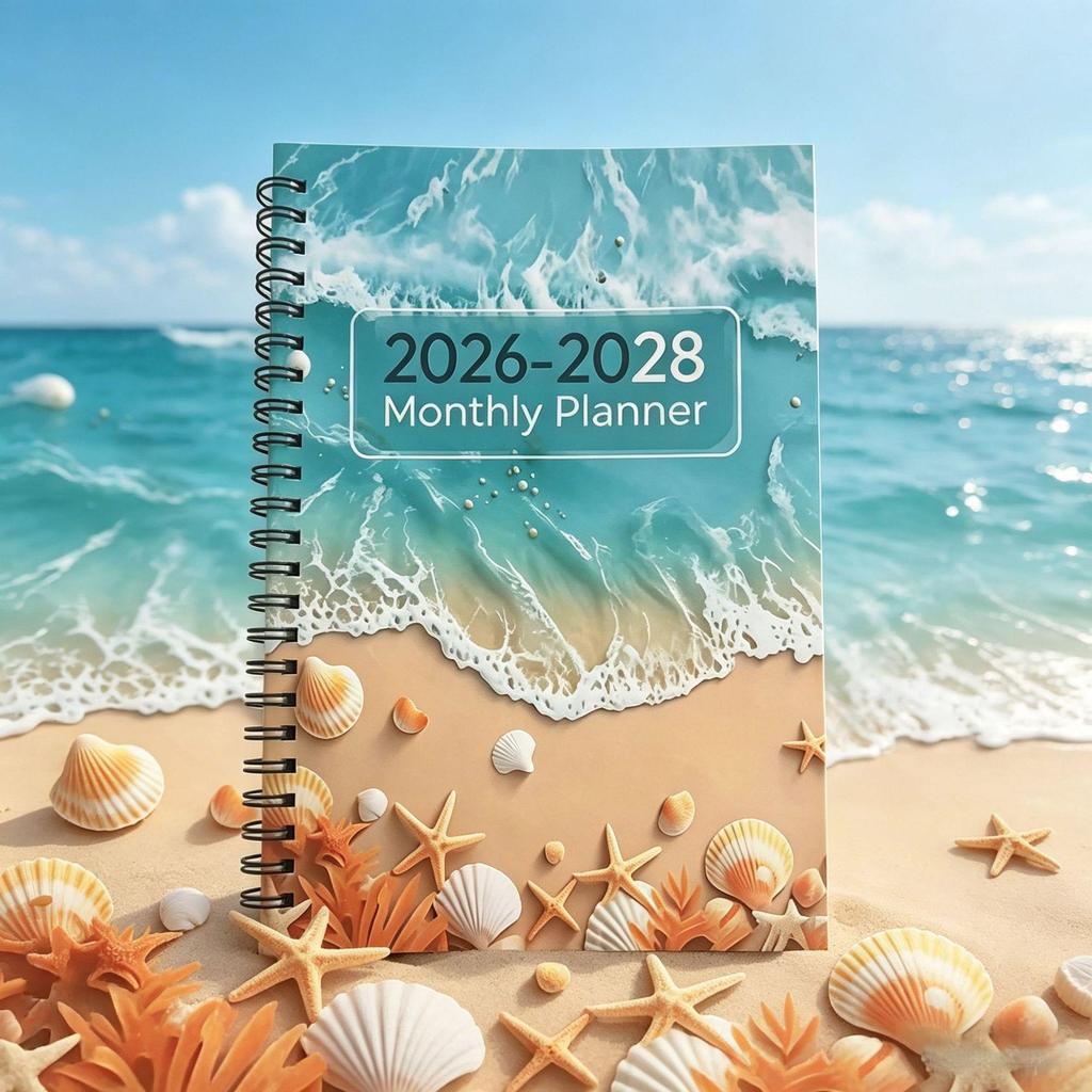 2026-2028 Ozean-Stil A5 Spiral-Monatsplaner Notizbuch