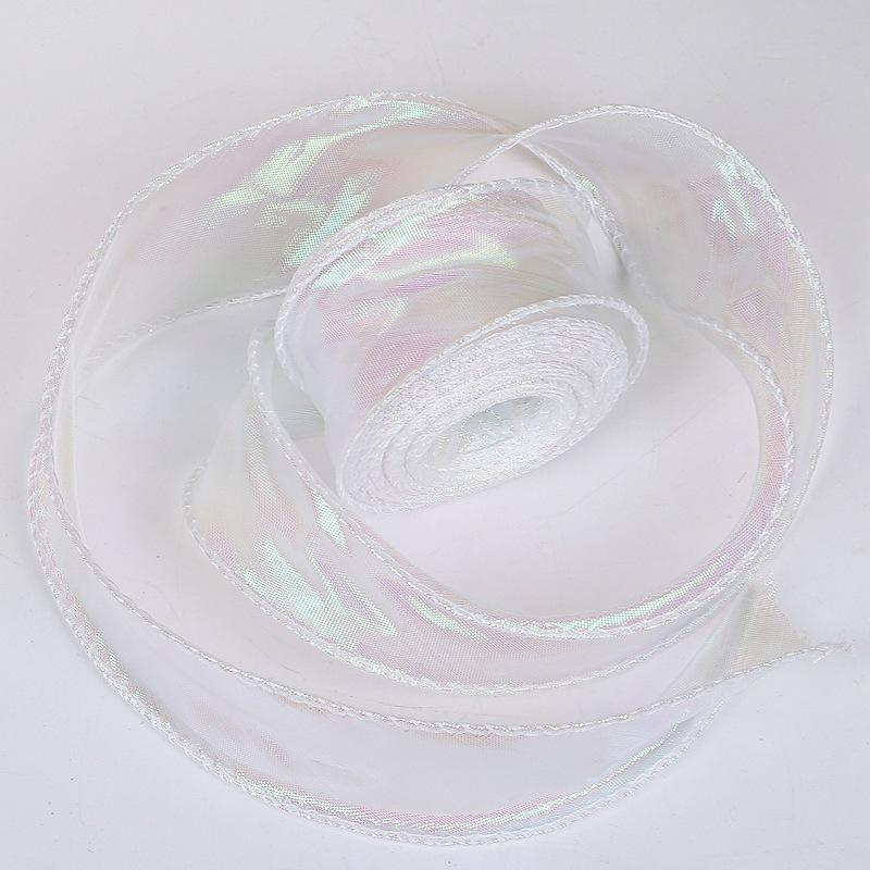 Iridescent 4cm Colorful Fishtail Yarn Ribbon for DIY Flower Gift Box Packaging