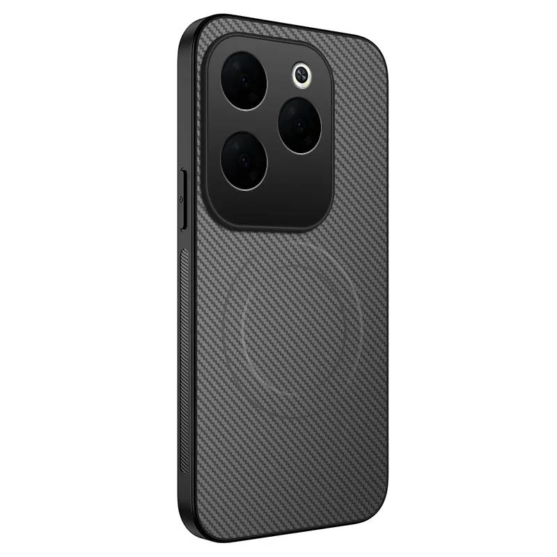 Magnetic Wireless Charging Phone Case For Infinix HOT 40i 40 Pro Hot 50 50I 50 Pro Plus Carbon Fiber Pattern Silicone Cover Case