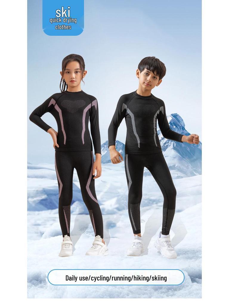New Quick-Dry Thermal Underwear Suit for Kids & Adults - Ideal for Winter Sports & Outdoor Activities