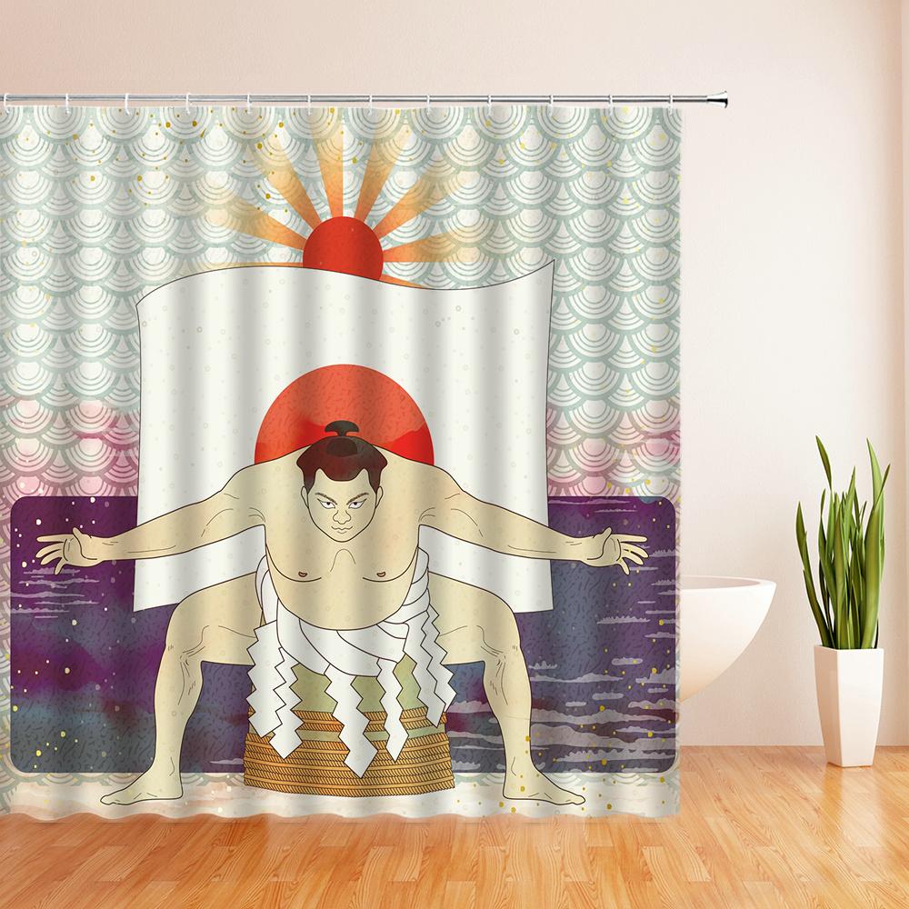 Japanse Douchegordijn 3D Inkttekening Badkamer Gordijn Waterdicht Met Haken 180*240Cm Douchegordijn Polyester Stof